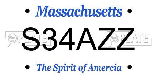 S34AZZ Massachusetts License Plate