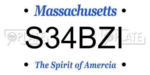 S34BZI Massachusetts License Plate