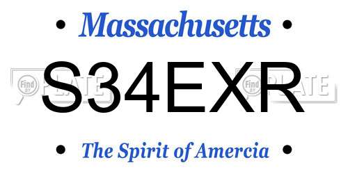 S34EXR Massachusetts License Plate