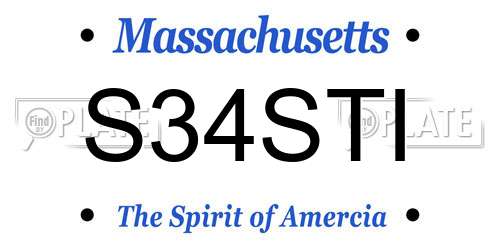 S34STI Massachusetts License Plate