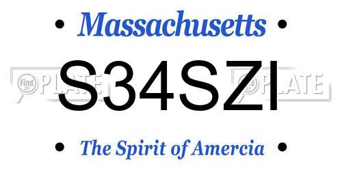S34SZI Massachusetts License Plate