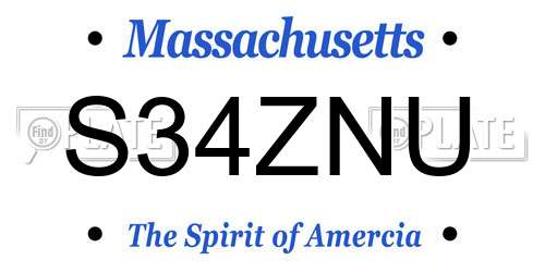 S34ZNU Massachusetts License Plate