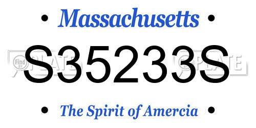 S35233S Massachusetts License Plate