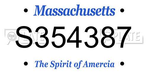 S354387 Massachusetts License Plate