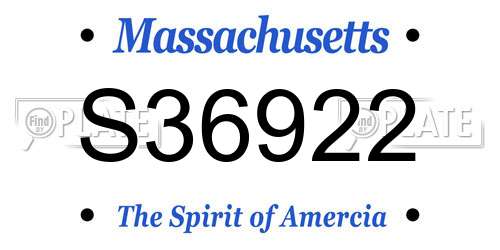 S36922 Massachusetts License Plate