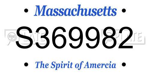 S369982 Massachusetts License Plate