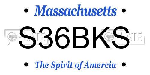 S36BKS Massachusetts License Plate