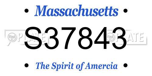 S37843 Massachusetts License Plate