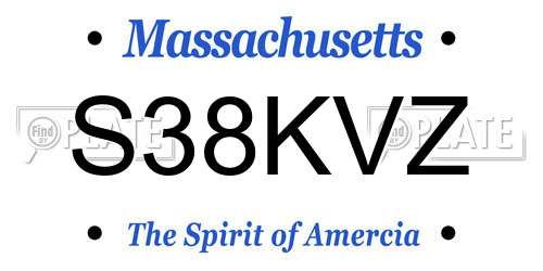 S38KVZ Massachusetts License Plate