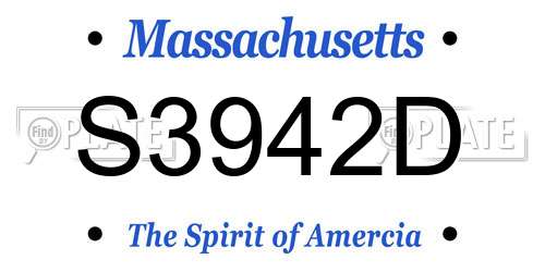 S3942D Massachusetts License Plate