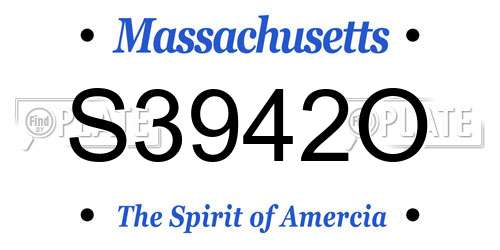 S3942O Massachusetts License Plate