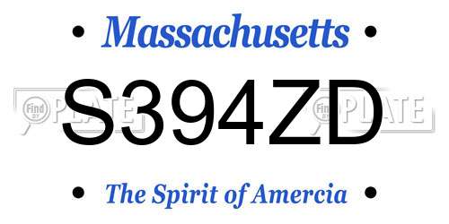 S394ZD Massachusetts License Plate
