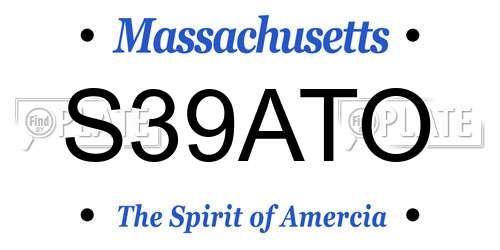 S39ATO Massachusetts License Plate