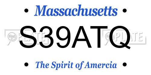S39ATQ Massachusetts License Plate