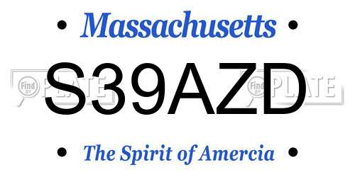 S39AZD Massachusetts License Plate