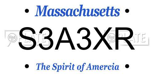 S3A3XR Massachusetts License Plate