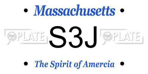 S3J Massachusetts License Plate