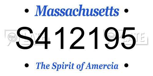 S412195 Massachusetts License Plate