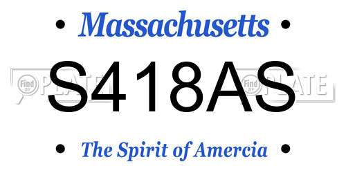 S418AS Massachusetts License Plate