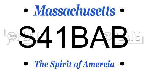 S41BAB Massachusetts License Plate