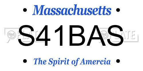 S41BAS Massachusetts License Plate