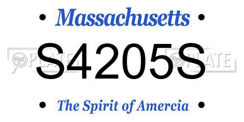S4205S Massachusetts License Plate