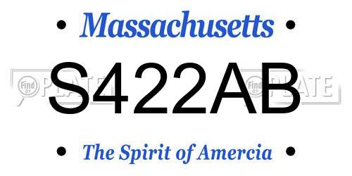 S422AB Massachusetts License Plate