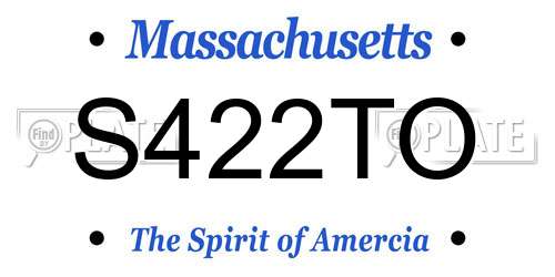 S422TO Massachusetts License Plate