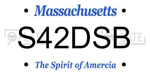 S42DSB Massachusetts License Plate