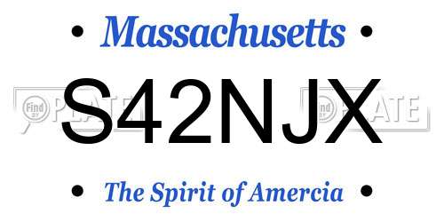 S42NJX Massachusetts License Plate