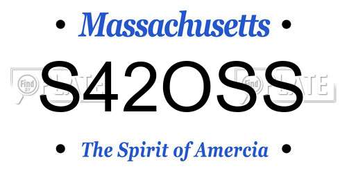 S42OSS Massachusetts License Plate