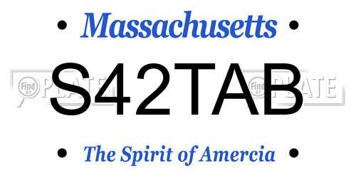 S42TAB Massachusetts License Plate