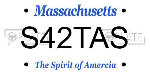 S42TAS Massachusetts License Plate