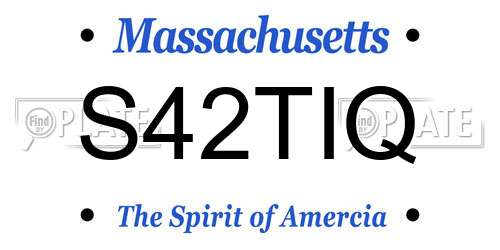 S42TIQ Massachusetts License Plate