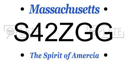 S42ZGG Massachusetts License Plate