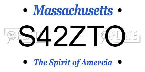 S42ZTO Massachusetts License Plate