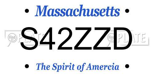 S42ZZD Massachusetts License Plate