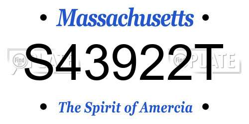 S43922T Massachusetts License Plate