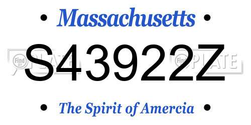 S43922Z Massachusetts License Plate
