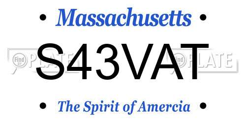 S43VAT Massachusetts License Plate
