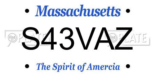 S43VAZ Massachusetts License Plate