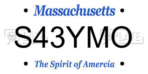 S43YMO Massachusetts License Plate