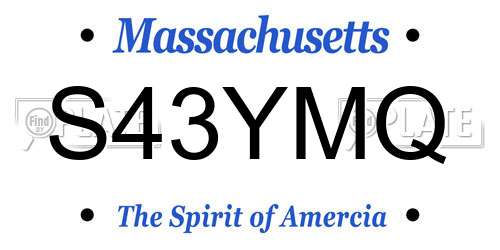S43YMQ Massachusetts License Plate