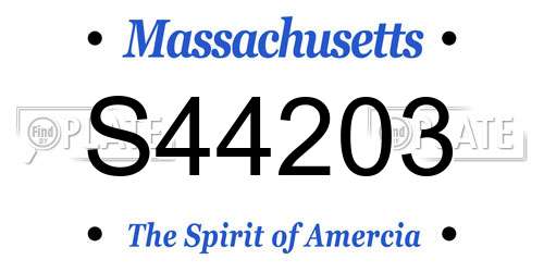 S44203 Massachusetts License Plate