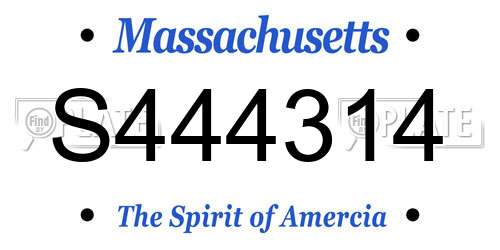 S444314 Massachusetts License Plate