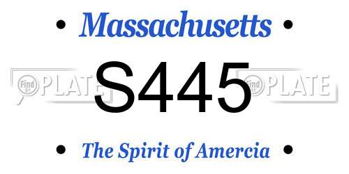 S445 Massachusetts License Plate
