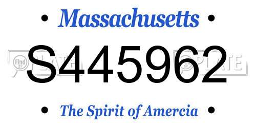 S445962 Massachusetts License Plate