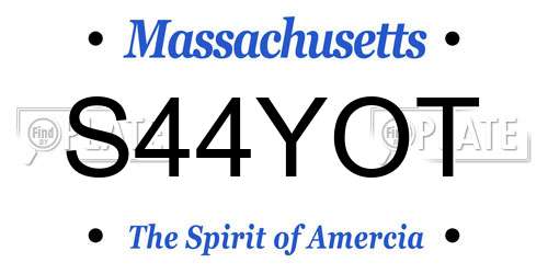S44YOT Massachusetts License Plate