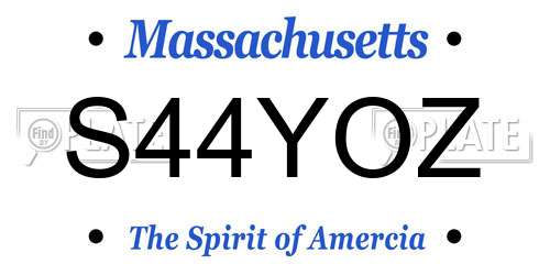 S44YOZ Massachusetts License Plate