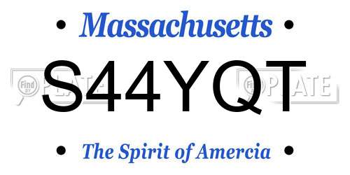 S44YQT Massachusetts License Plate